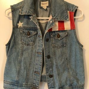 Denim American Flag Vest